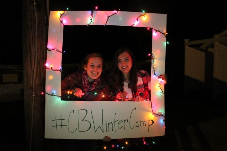 two teen girls in Photo booth #CBWinterCamp