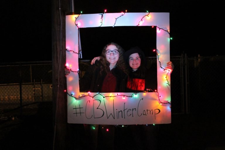 Two girls in photo booth #CBWinterCamp