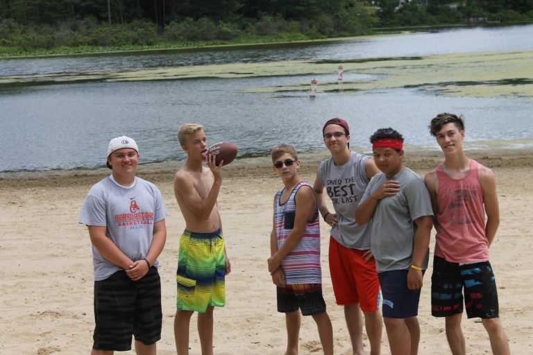 Group of teen boys at the camp burton lake